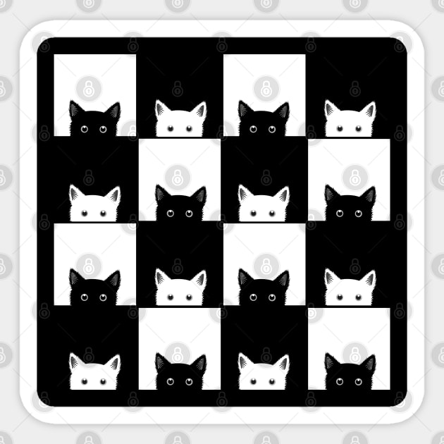 Black White Kittens Sticker by EddieBalevo